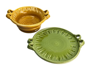 Horchow Ceramic Art Pottery Serving Bowl & Platter
