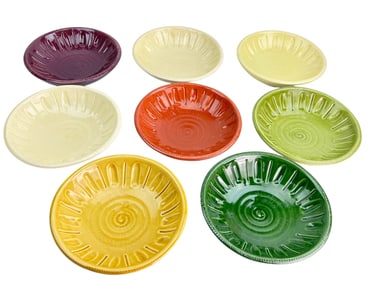 Horchow Italy 9" Multicolor Ceramic Pasta Bowls 8p