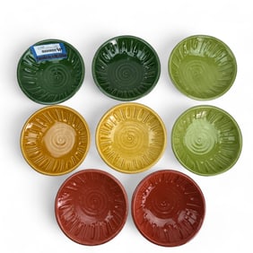Horchow Italy 9" Multicolor Ceramic Pasta Bowls 8p