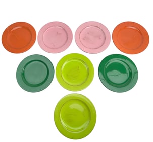 8 Bizzirri Pink Orange Green Ceramic Salad Plates