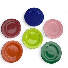 Set 6 Bizzirri Red Green Blue Ceramic Salad Plates