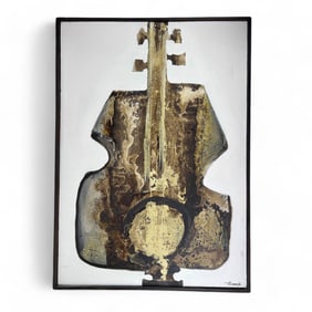 Abstract Guitar Instrument Oil Painting SIGNED