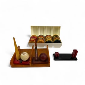 Bakelite Poker Chips and Desk Accessories Lot