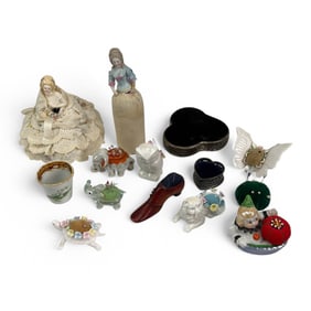 Porcelain Glass Sterling Silver 925 Pincushion Lot