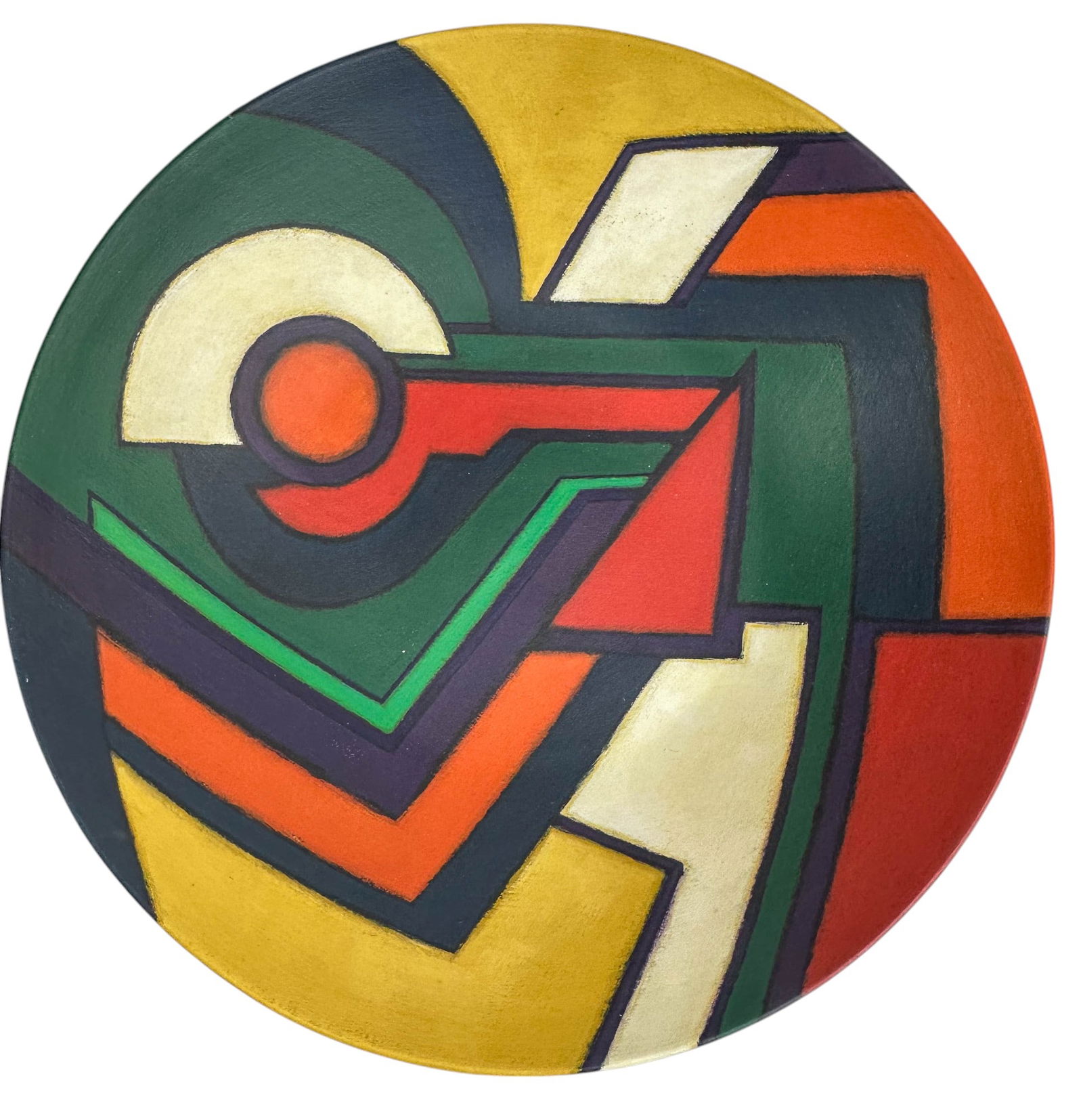 Geometric Abstract 21" Ceramic Center Bowl SIGNED (1 of 4)