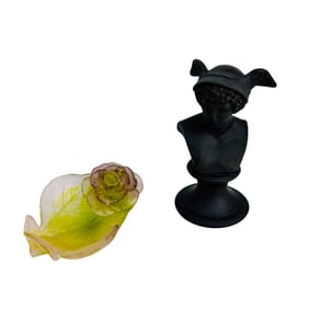 Daum Pate De Verre Dish & Wedgwood Basalt Bust LOT