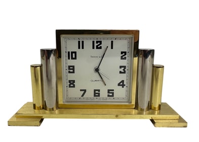 Tiffany Co Art Deco Two Tone Desk Tabletop Clock