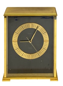 Tiffany Co Gilt Brass Modernist Desk Quartz Clock
