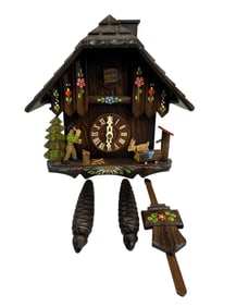 Black Forest Folk Art Carved Wooden Cuckoo Clock