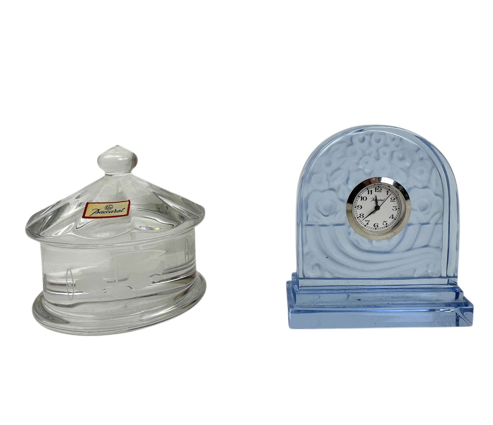 Baccarat Carousel Etched Planes & Desk Clock w Box (1 of 7)