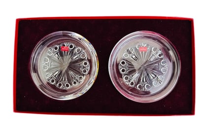 Baccarat Crystal Rosace Wine Bottle Coaster 2p LOT