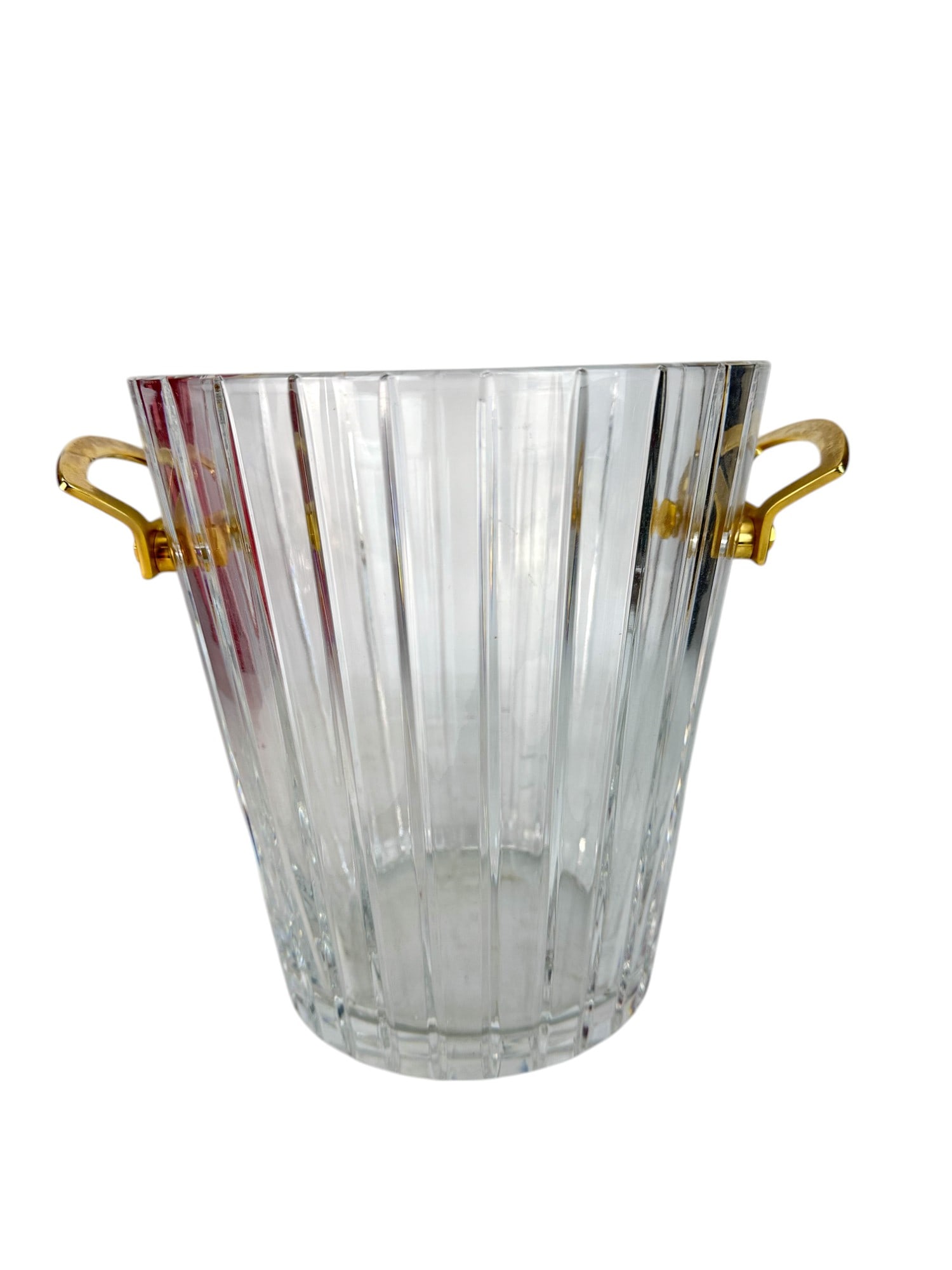 Baccarat Crystal Harmonie Champagne Ice Bucket: Baccarat French Clear Crystal Art Glass Bar Barware Ice Bucket / Champagne Wine Bottle Cooler. Modeled in their Harmonie pattern introduced in 1975. The solid and thick walled body showcases vertical 