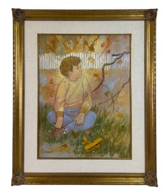 William Benecke 1934-2001 Boy Oil Painting SIGNED