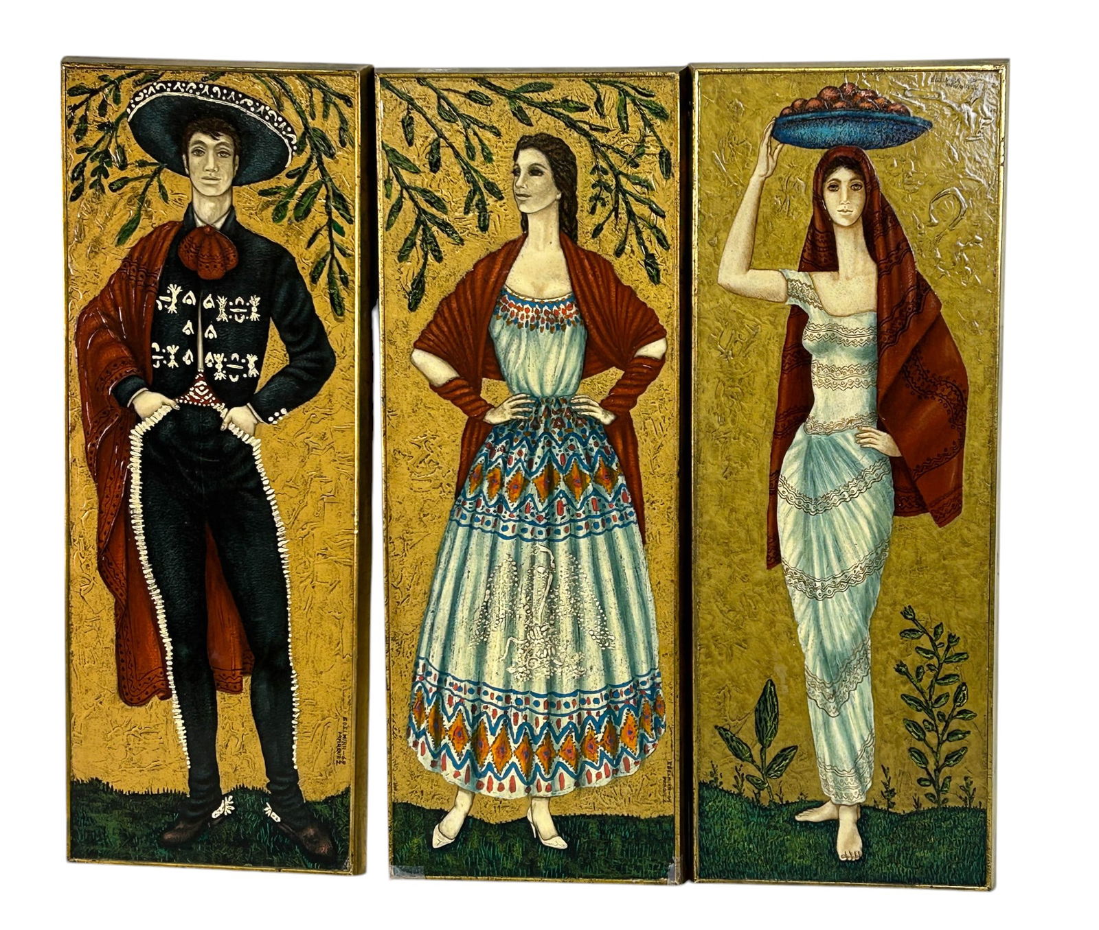 Edelmira Marquez Figural Oil on Board Painting LOT (1 of 4)