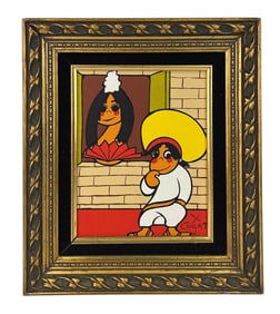 Xavier Cugat 1900-1990 Caricature Oil Painting