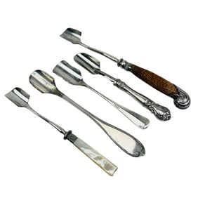 Silver Plate Sterling & Antler Handle Cheese Scoops