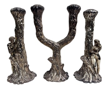 Yaacov Heller Sterling Adam & Eve Candle Holders