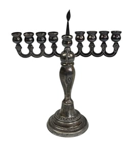 Sterling 925 Jewish Judaica Menorah Candle Holder