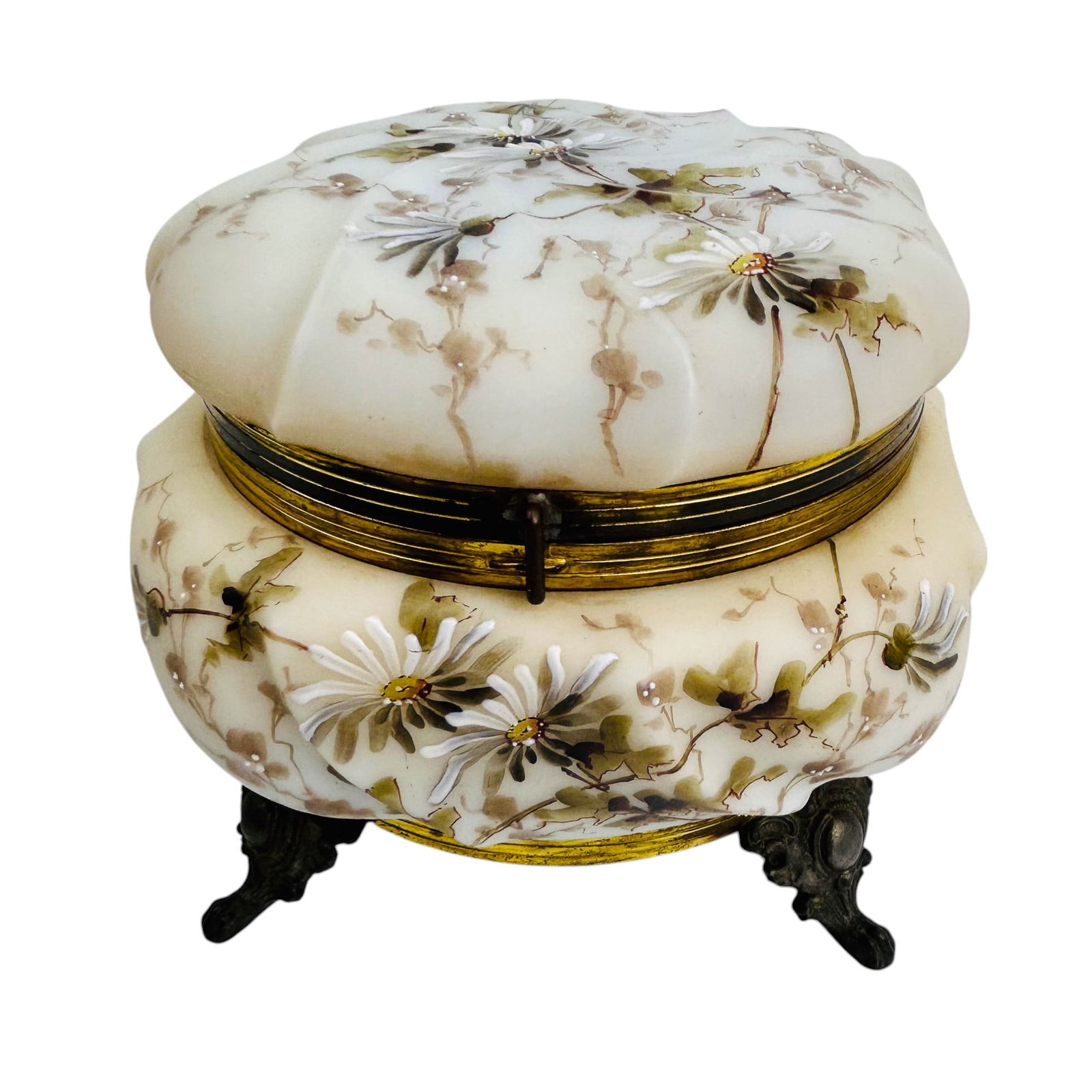 Wavecrest Satin Art Glass Floral Swirl Dresser Jar (1 of 7)