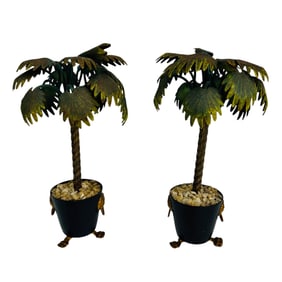 Petites Choses Tole Mini Palm Tree Sculptures PAIR