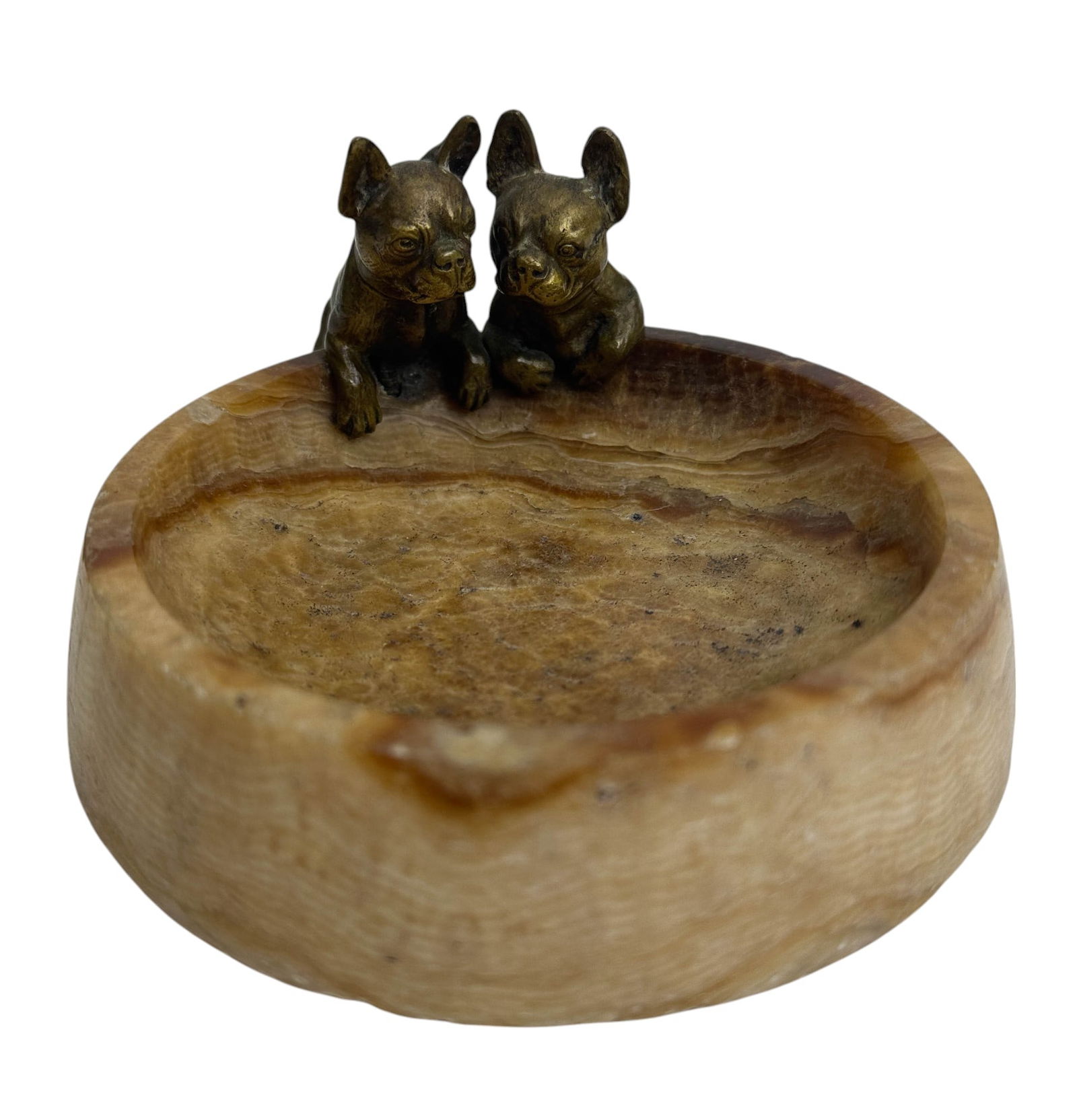 Art Deco Bronze French Bulldogs & Marble Dish Bowl (1 of 4)