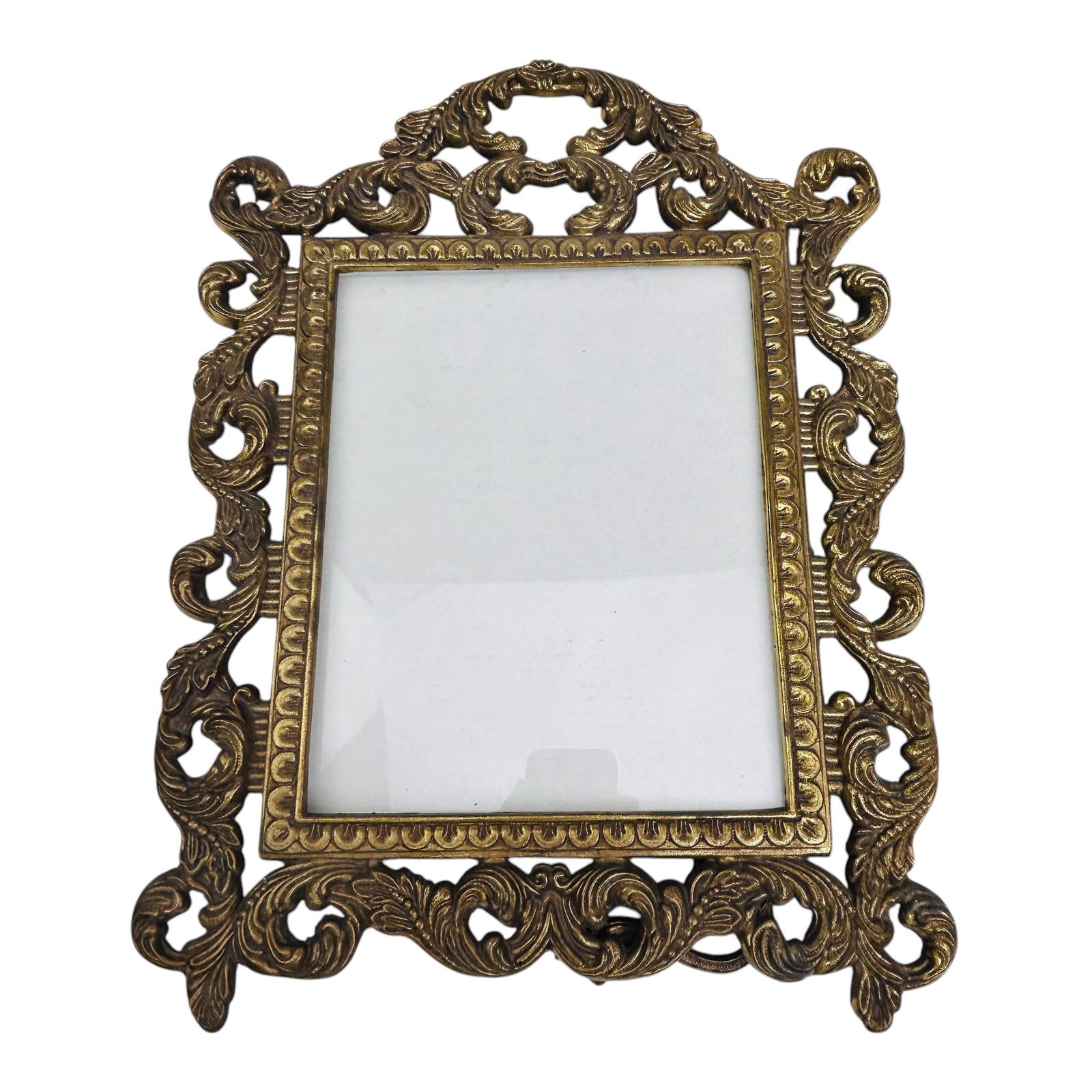 Antique Bronze Pierced Floral Photo Picture Frame (1 of 5)