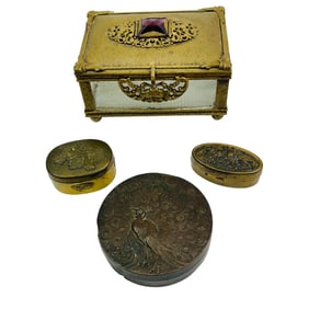 Antique Brass Bronze Jewelry Trinket Storage Boxes