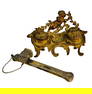 Bronze Double Inkwell & Travelers Pen Holder 2pc