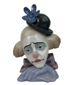 Lladro Pensive Clown #5130 Porcelain Bust Figurine