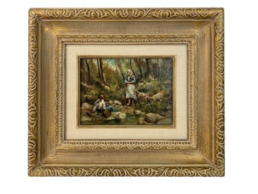 Claudio Marra b1929 Figural Landscape Oil Painting