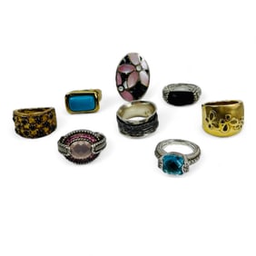 Judith Ripka Sterling Silver 925 Gemstone Ring 8pc