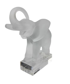 Lalique Frosted Crystal Art Deco Elephant Figurine