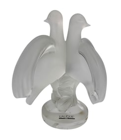 Lalique Crystal Ariane Double Dove Glass Sculpture