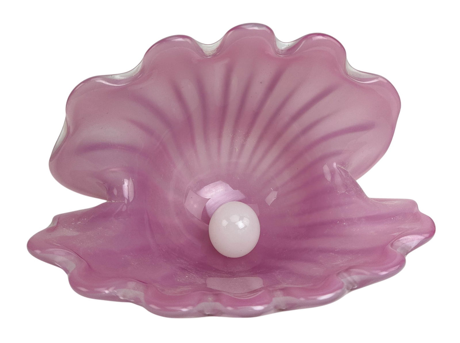 Murano Seguso Pink Art Glass Clam Shell w/ Pearl (1 of 7)