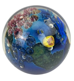 Josh Simpson Planet Art Glass Paperweight SIGNED