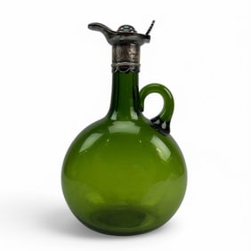 Antique Emerald Green Claret Jug Silver Plate Spout