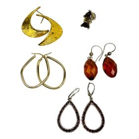 Sterling Silver 925 & Gilt Pierced Earrings 5p LOT