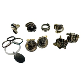 Sterling Silver 925 Rings Cufflinks Keychain LOT