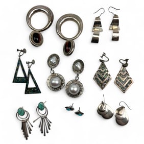 Sterling Silver 925 Turquoise Tiger Eye Earrings