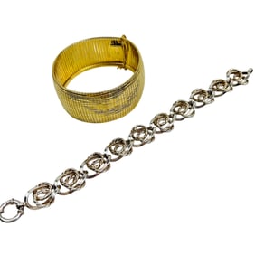 Wide Gilt Mesh Sterling & Silver 925 Bracelet 2pc