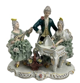 Dresden Porcelain Lace Victorian Musician Figurine