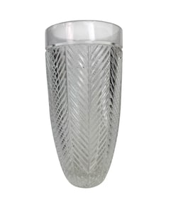 Ralph Lauren Crystal Art Glass Herringbone Vase 9"