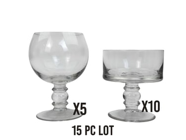 Clear Crystal Champagne Sherbet Wine Goblets 15pc