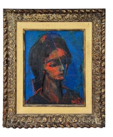 Expressionist Mid Century Portrait Oil Painting