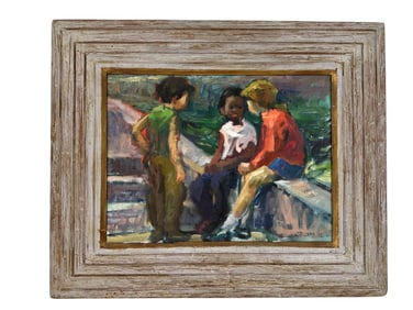 Figural Impressionist Oil Canvas Painting SIGNED