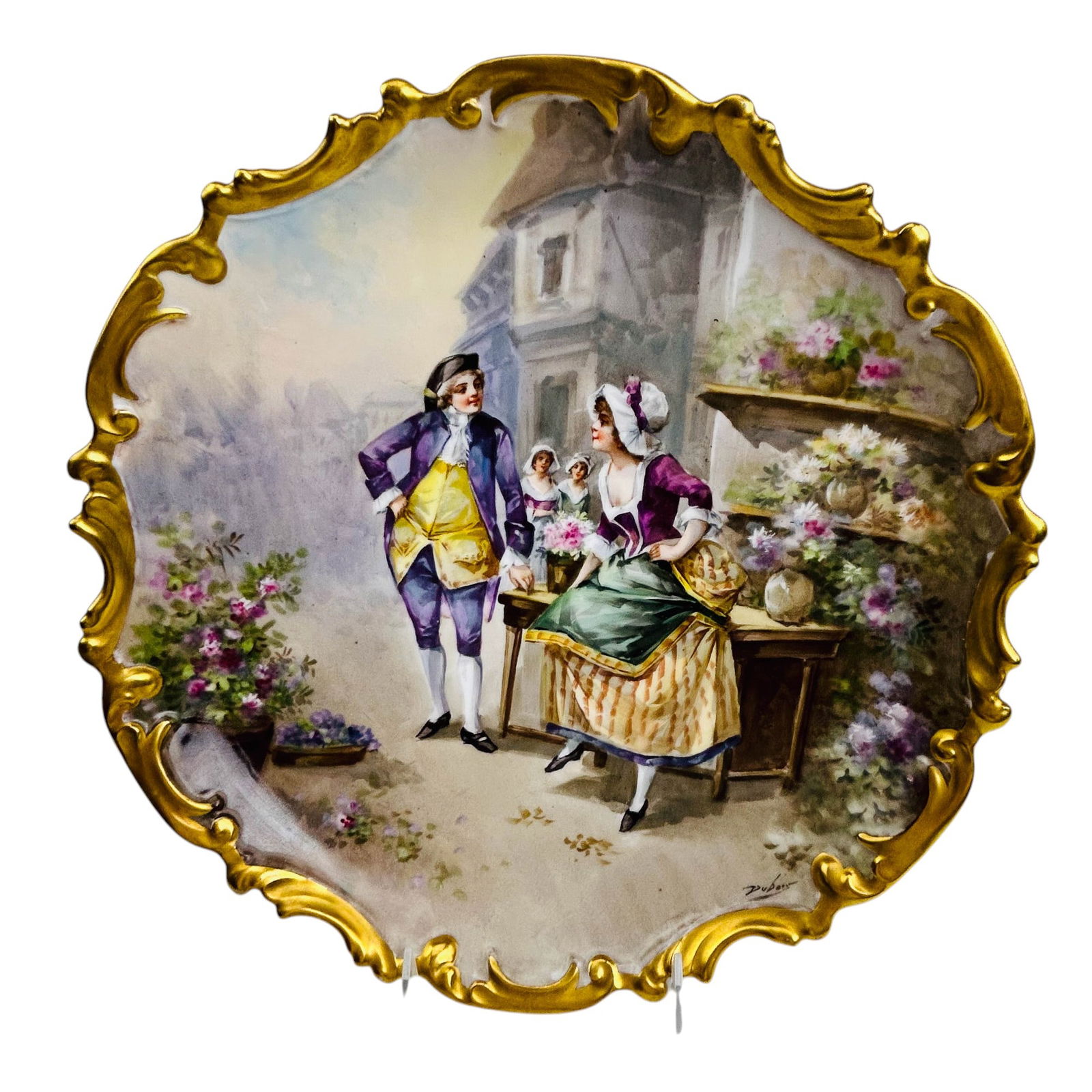 Antique Limoges Porcelain 12" Plate Signed Dubois (1 of 5)