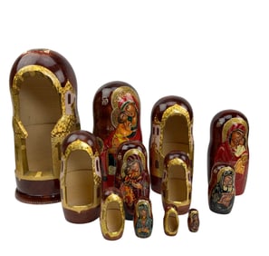 Russian Matryoshka Madonna Child Nesting Dolls 12p