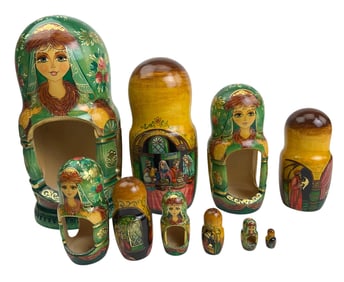 Russian Matryoshka Folk Lore Nesting Dolls 10pc