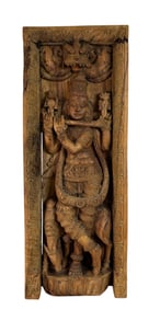 Lord Krishna w/ Flute Hindu Religion Wood Carving