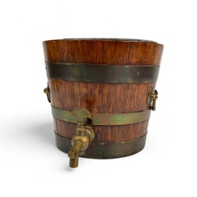 Antique Georgian Oak & Brass Wine Cooler w Spigot